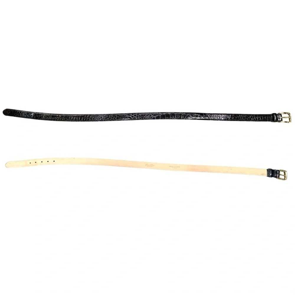 Ben Silver Charleston Genuine Alligator Leather Belt Black